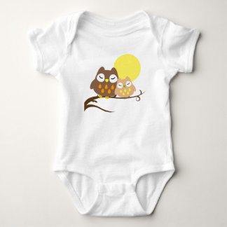 Cute owl on the tree baby bodysuit