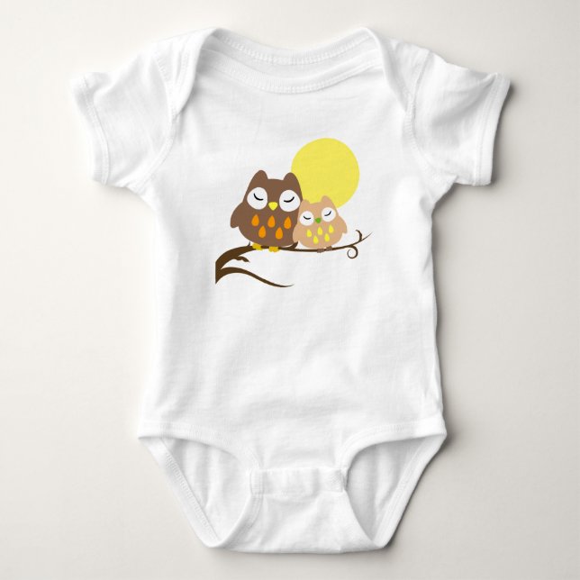 Cute owl on the tree baby bodysuit (Front)