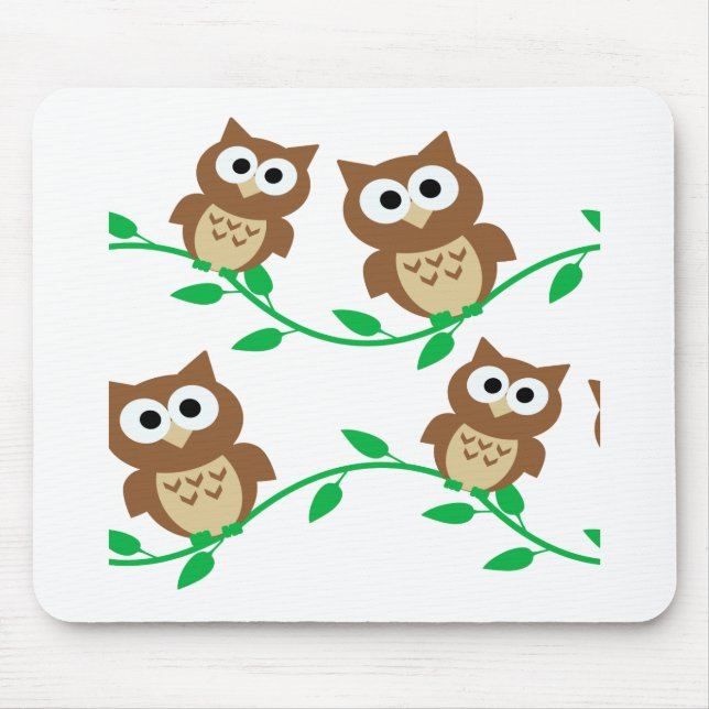 cute owl owls cartoon animal mouse pad (Front)