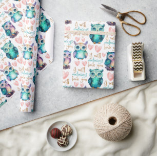 Cute Owl Owlways Love You Colorful Wrapping Paper