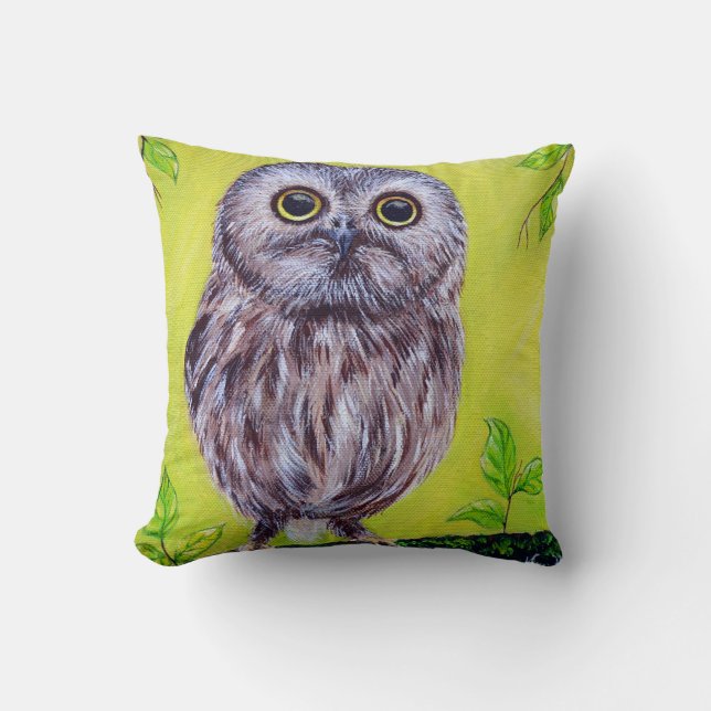 Cute Owl Painting Cushion (Front)