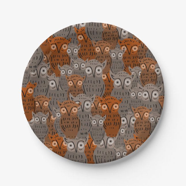 Cute Owl Paper Plates (Front)