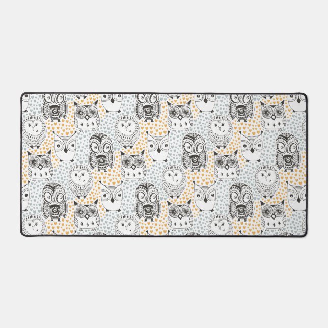 Cute Owl Pattern Desk Mat (Front)