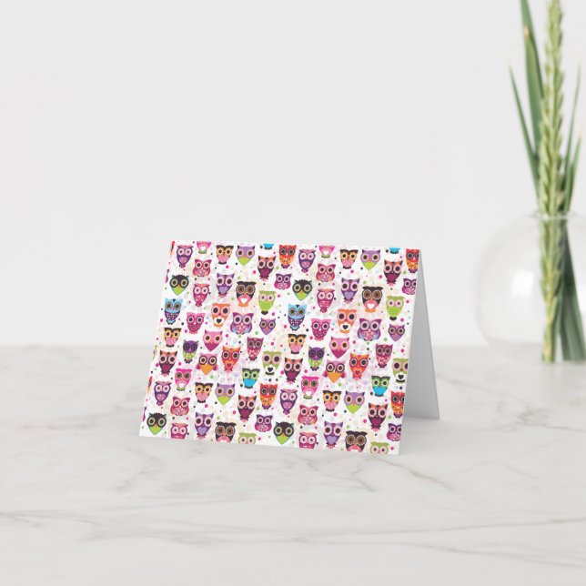 Cute owl pattern note card (Front)