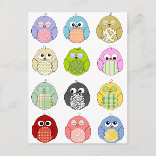 Cute Owl Pattern Postcard