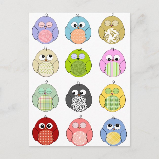 Cute Owl Pattern Postcard (Front)
