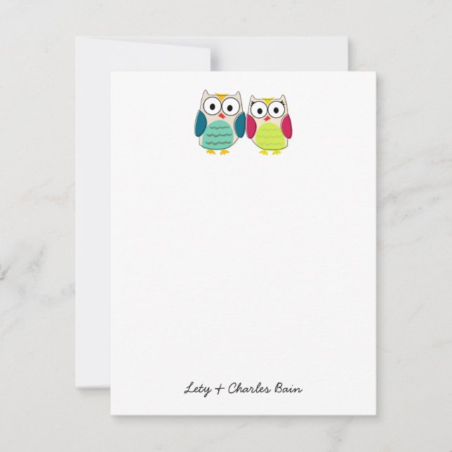 Cute Owl Personal Stationery Card (Front)