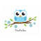 Cute owl personalised nursery wall art for boys