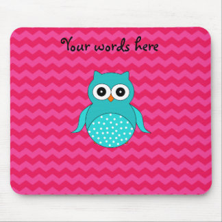 Cute owl pink chevrons mouse pad