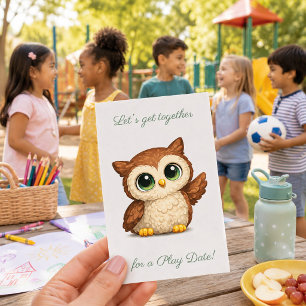 Cute Owl Play Date Calling Card