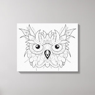 Cute Owl Portrait Doodle 6 Canvas Print