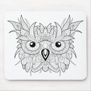Cute Owl Portrait Doodle Mouse Pad