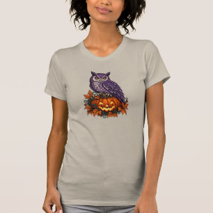 Cute Owl Pumpkin Halloween Womens Cream T-Shirt