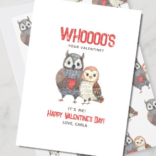 Cute Owl Pun Valentine's Day Holiday Card