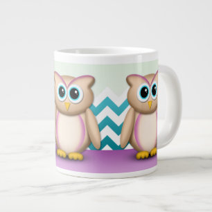 Cute Owl - Purple & Turquoise Chevron 20oz Mug
