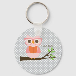 Cute Owl Reading Key Ring