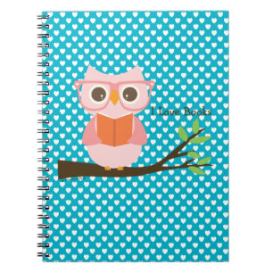 Cute Owl Reading Spiral Notebook