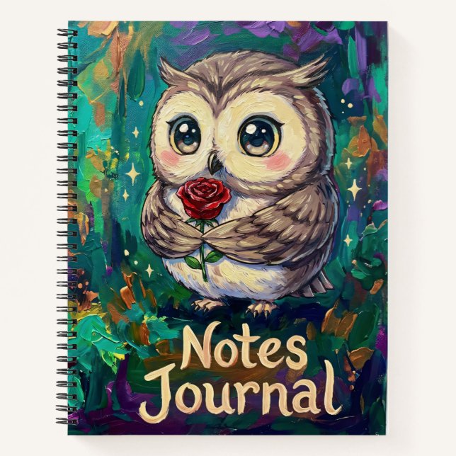 Cute Owl Rose Notes Journal (Front)