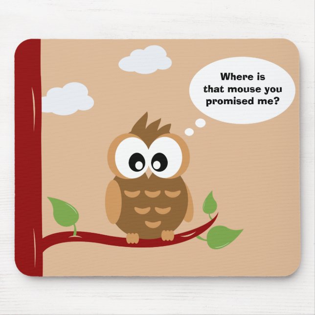 Cute Owl sitting in a Tree Mouse Pad (Front)