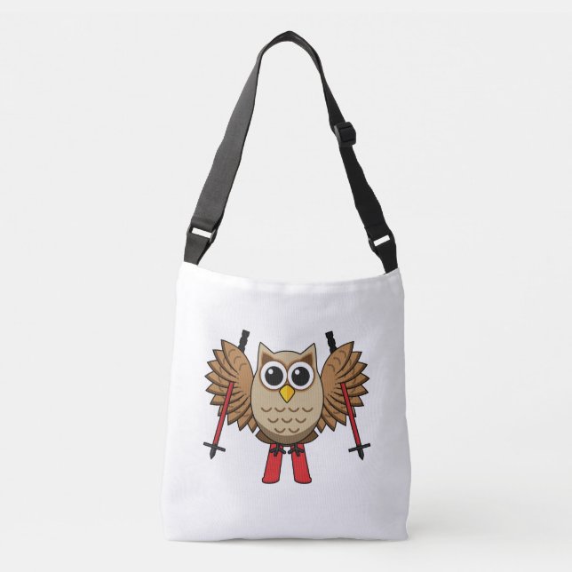 Cute Owl Skiing Cartoon Crossbody Bag (Front)