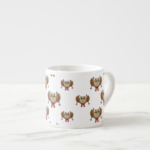 Cute Owl Skiing Cartoon Espresso Cup