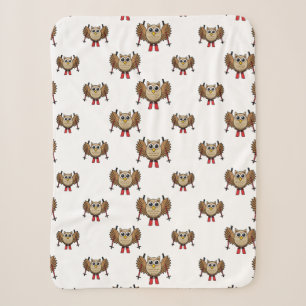 Cute Owl Skiing Cartoon Sherpa Blanket
