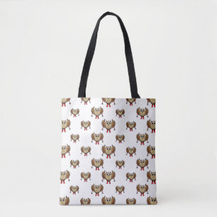 Cute Owl Skiing Cartoon Tote Bag