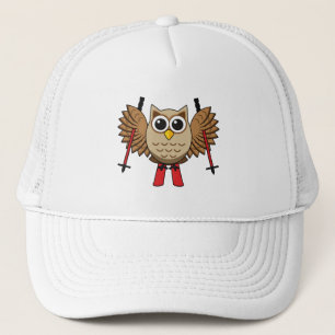 Cute Owl Skiing Cartoon Trucker Hat