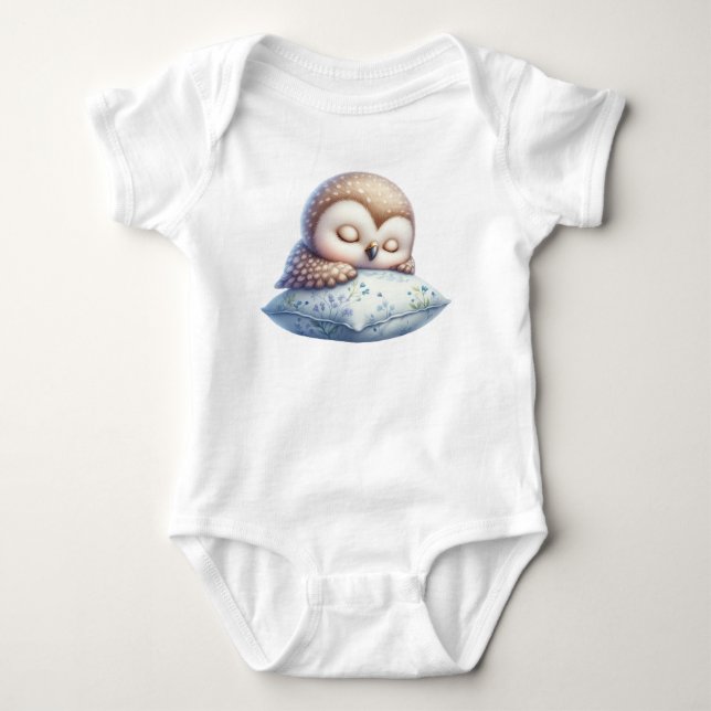 Cute owl sleeping baby bodysuit (Front)