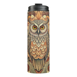 Cute Owl Style William Morris Thermal Tumbler