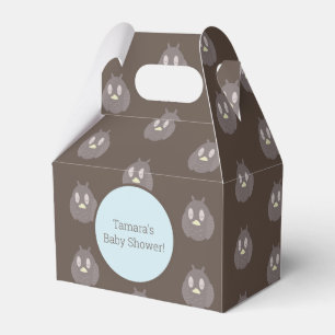 Cute Owl Textured Baby Shower Gender Reveal Favour Box