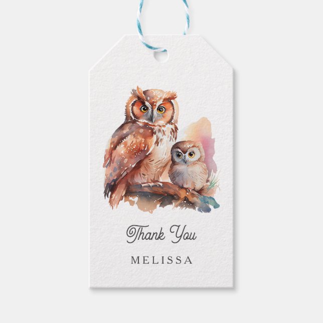 Cute Owl Thank You Gift Tags (Front)