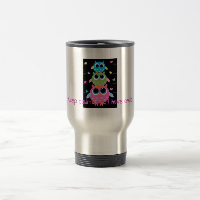 cute owl travel coffee mug (Center)