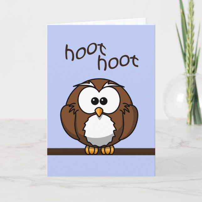 Cute Owl Valentine's Day Blue Greeting Holiday Card (Front)