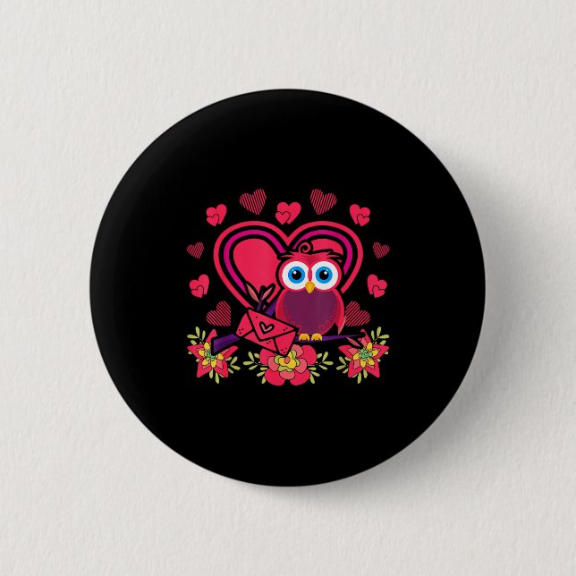 Cute Owl Valentines Day Gift Bird Owl  6 Cm Round Badge (Front)