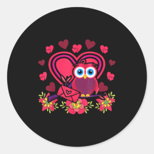 Cute Owl Valentines Day Gift Bird Owl Classic Round Sticker