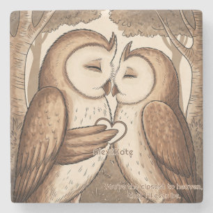 Cute Owl Valentine's Day Stone Coaster