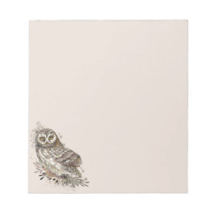 Cute Owl ,Watercolor Bird Nature Notepad