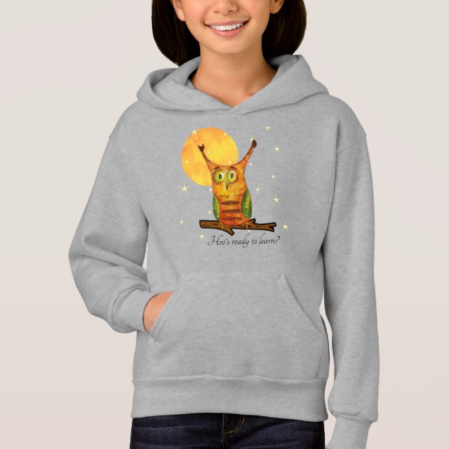 Cute Owl Watercolor Style Name School Year on Back (Front)