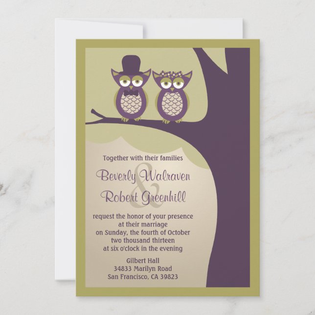 Cute Owl Wedding Invitations (Front)