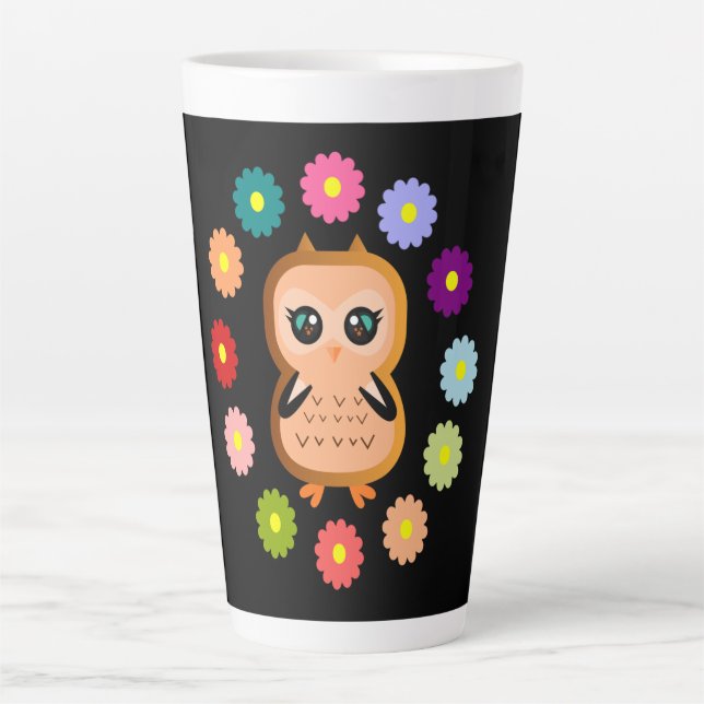 cute owl Wild animals hoot Latte Mug (Front)