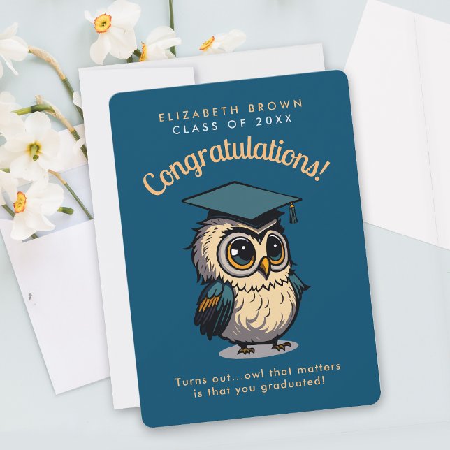 Cute Owl Wise Graduation Kids Party Cartoon Card (Creator Uploaded)