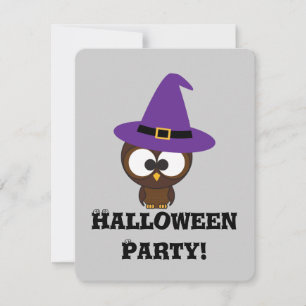 Cute owl witch Halloween Party Invitation