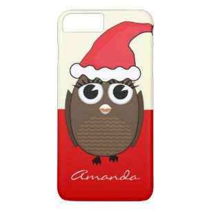Cute Owl with Christmas Cap - Red Case-Mate iPhone Case