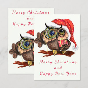 Cute Owl with Gift Christmas Card