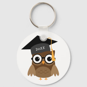 Cute Owl with Glasses Custom Class of Graduation Key Ring