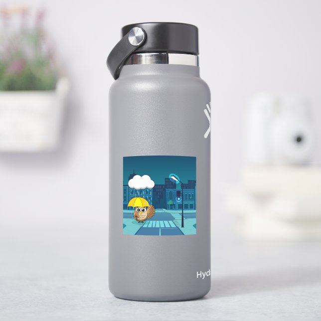 Cute Owl with Umbrella on Rainy Day (HydroFlask)