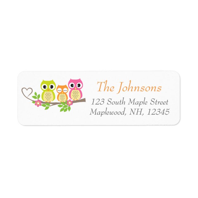 cute owls address labels-white (Front)