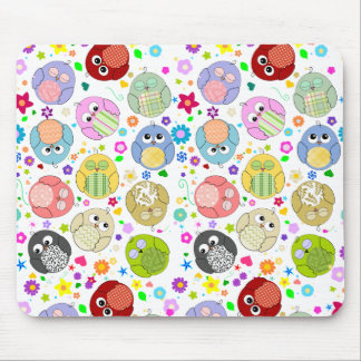 Cute Owls and Flowers pattern Mouse Pad