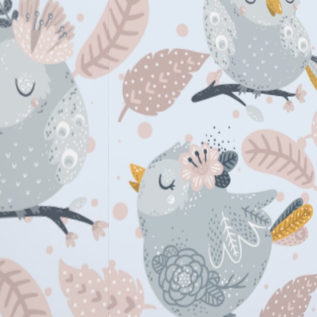 Cute owls and flowers wallpaper (Seam)
